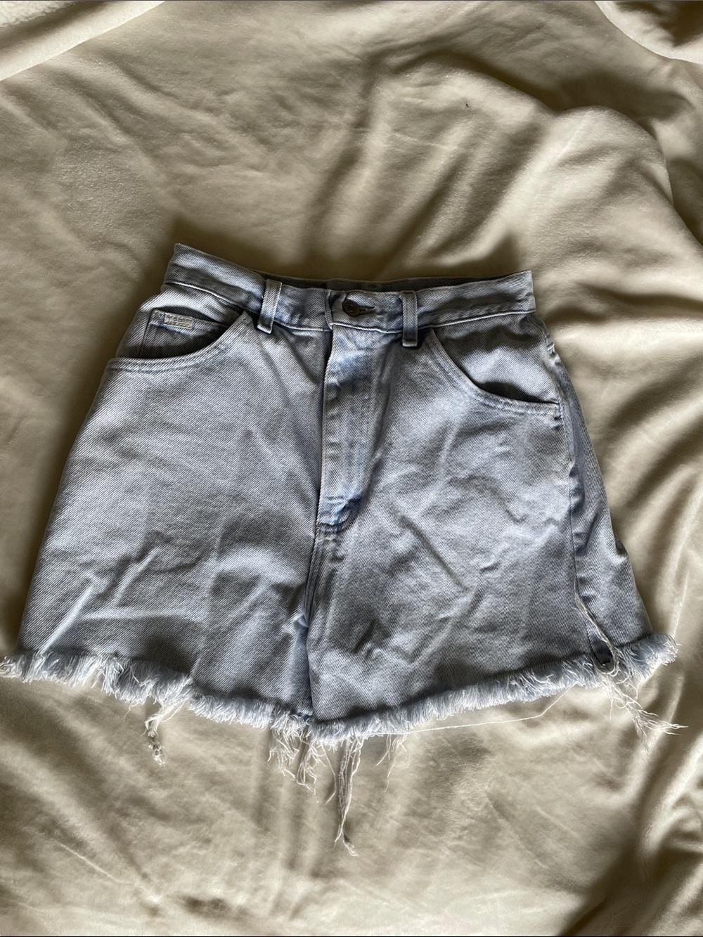 Lee Light Blue Frayed-Hem Denim Shorts